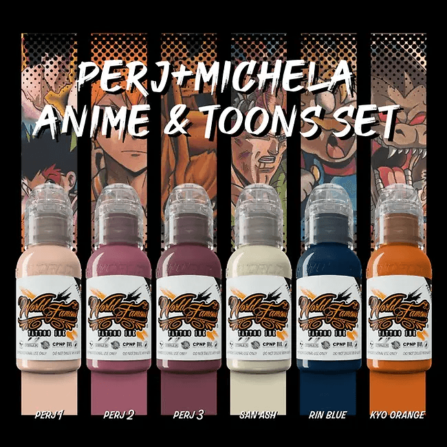 Perj-Michela Anime & Toons WF Tattoo Ink Set 1oz - Tattoo Everything Supplies