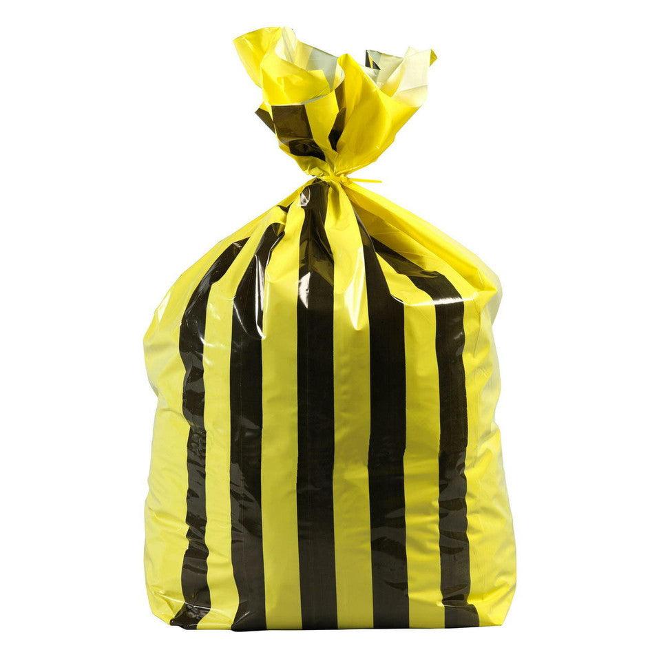 Yellow Striped 90L Waste Bags x 25 - Tattoo Everything Supplies