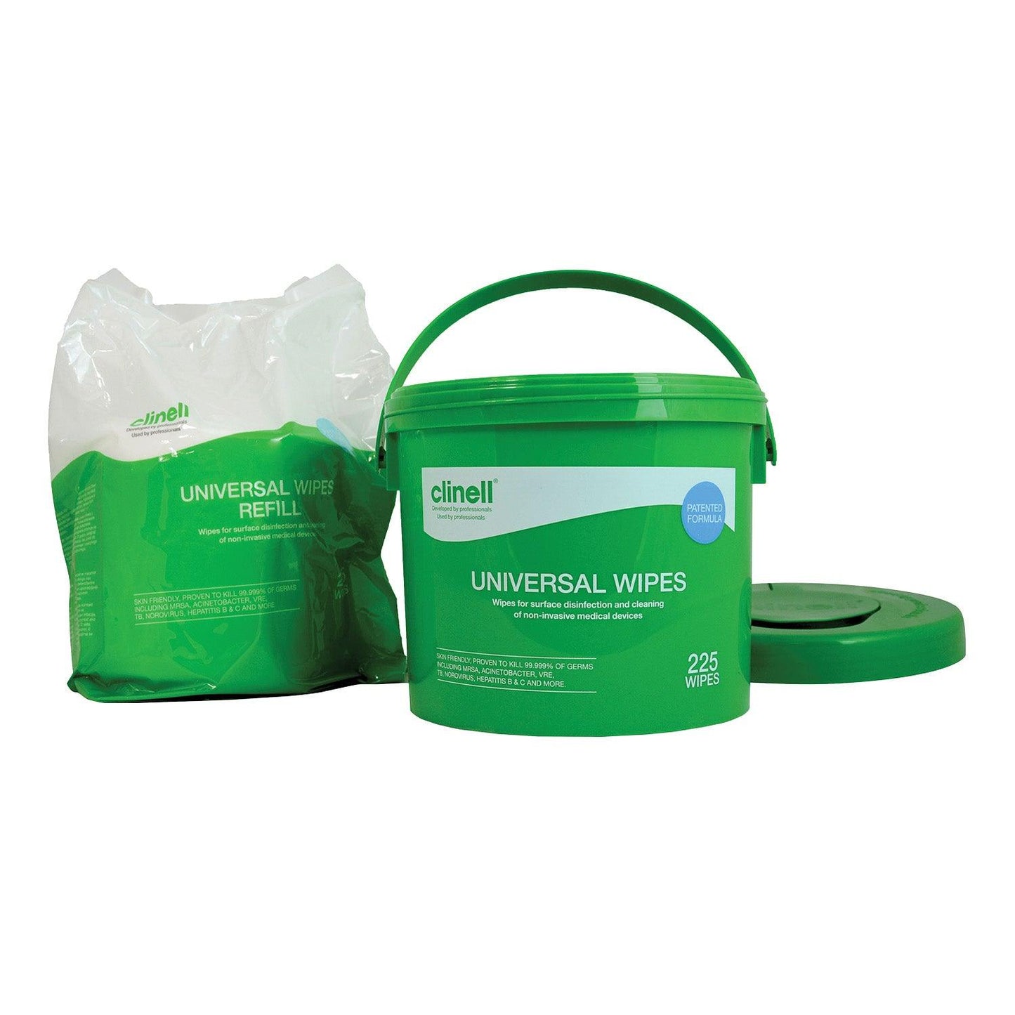 Clinell Universal Sanitising Wipes x 225 (Bucket) & (Refills)