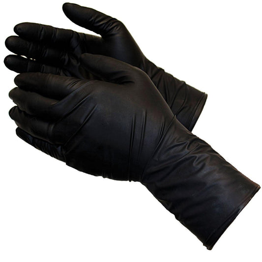 LONG CUFF Latex Gloves - Black