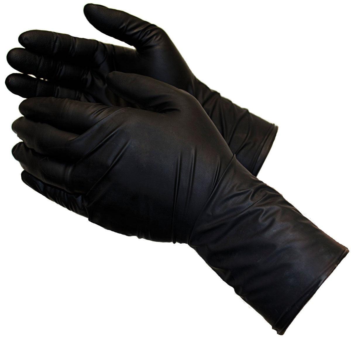 LONG CUFF Latex Gloves - Black - Tattoo Everything Supplies