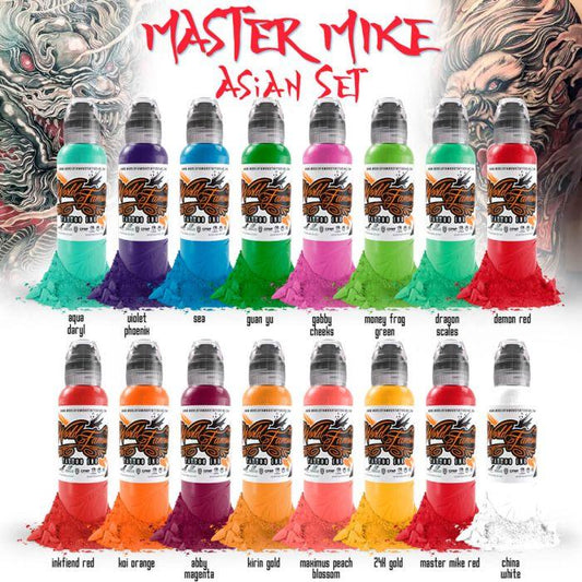 World Famous Tattoo Ink Master Mike Asian Colour Set 30ml - Tattoo Everything Supplies