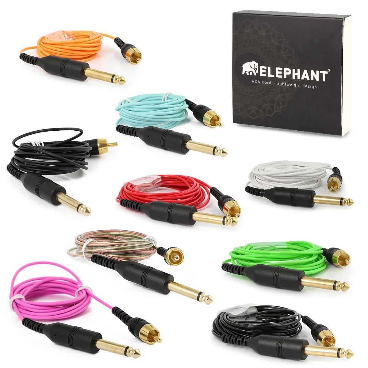 Elephant - Lightweight RCA Cords - Angled - Tattoo Everything Supplies