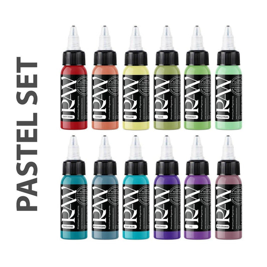 RAW Tattoo Ink - Pastel 12 Colour Set - Tattoo Everything Supplies