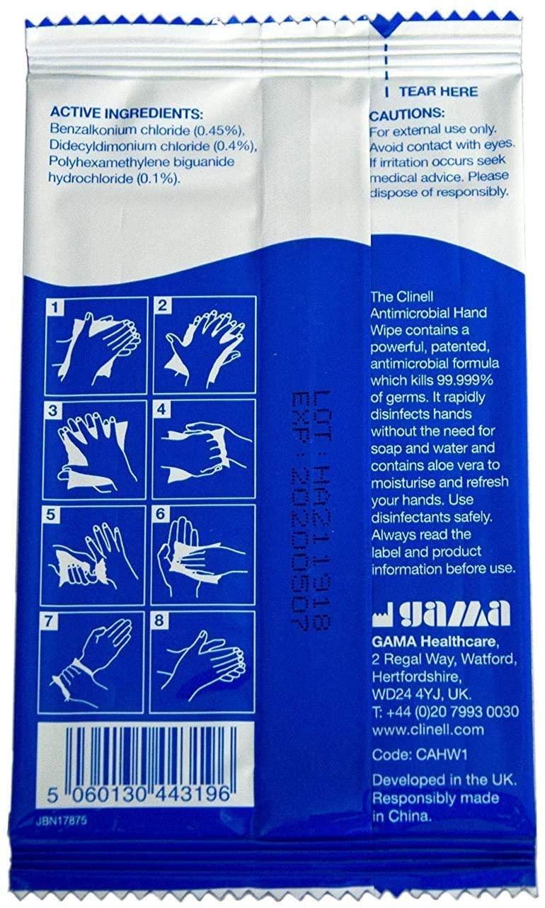 Clinell - Antibacterial Hand Wipes - Pack of 100 - Tattoo Everything Supplies